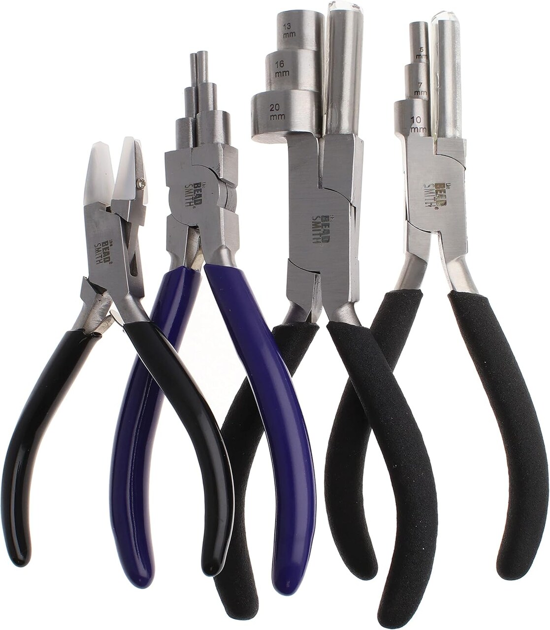 The Beadsmith Wire Working Combo – 3 Different Wire Wrapping Bending Pliers and Double Nylon Jaw Chain Nose Pliers – Use to Create Loops, Jump Rings & Protect Wire While Jewelry Making – 4 Piece Set